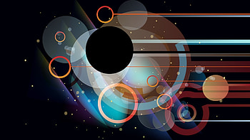 Abstract Circles, circles, shapes, abstract, black background, graphics, vector, lines, multicolor HD wallpaper