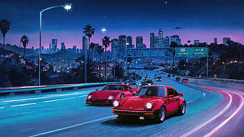 Porsche Ferrari Retro Ride, porsche, ferrari, cars, artist, artwork, digital-art HD wallpaper