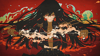 cool girl with katana, red HD wallpaper