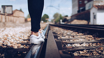 Miscellanea, Miscellaneous, Legs, Sneakers, Railway HD wallpaper