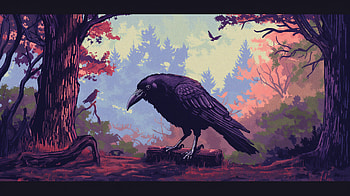 Majestic Black Crow - Enchanted Forest, crow, bird HD wallpaper