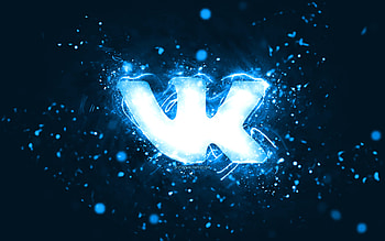 VKontakte blue logo, , blue neon lights, creative, blue abstract background, VKontakte logo, social network, VKontakte HD wallpaper