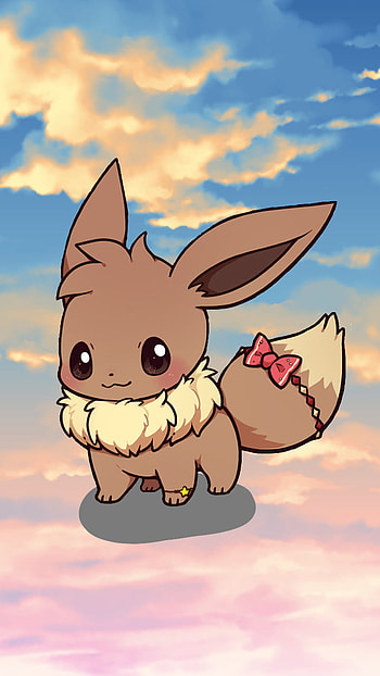 Eevee, cloud, sky, pink, pokemon, cute, adorable HD phone wallpaper