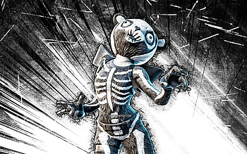 Skull Squad Leader, grunge art, Fortnite Battle Royale, Fortnite characters, Skull Squad Leader Skin, Fortnite, white abstract rays, Skull Squad Leader Fortnite HD wallpaper