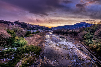 River Japan, sky, Nature, Japan, River HD wallpaper