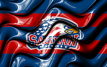 Saginaw Spirit flag, , blue and red 3D waves, OHL, canadian hockey team, Saginaw Spirit logo, hockey, Saginaw Spirit, Canada HD wallpaper