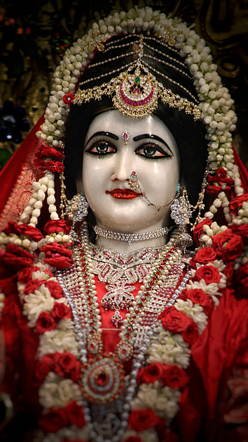 Radha Rani, love, Krishna, darshan, spritual, mahadev HD phone wallpaper