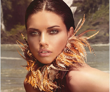 Adriana Lima, face, model, asriana lima, woman, feather HD wallpaper
