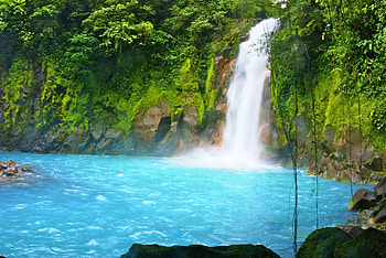 Costa Rica, Rio Celeste, Beautiful landscape graphy, Travel waterfall HD wallpaper