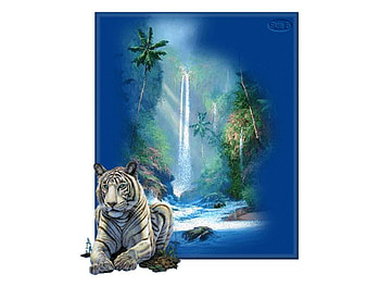 Tiger and waterfalls, animal, waterfalls, feline, tiger HD wallpaper