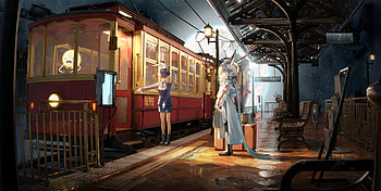 Anime Girl at the Train Station Twilight, train station, Anime, girl, anime girl HD wallpaper
