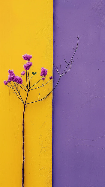 Purple Blossom Contrast Aesthetic, blossom, aesthetic, flower, purple, yellow HD phone wallpaper