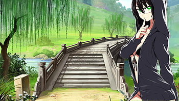 Bridge to a secret place, landscape, sexy, bridge, glril HD wallpaper