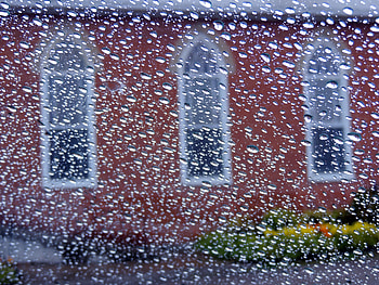 Summer Raindrops, graphy, Flowers, Nature, Raindrops, Church HD wallpaper