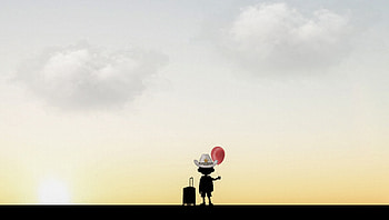 A Boy With Balloon, alone, balloon, artist, artwork, digital-art HD wallpaper