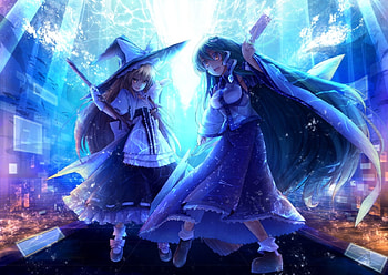 witch, neon blue, magic, big hat HD wallpaper