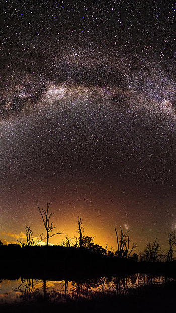 Milky Way over Harvey Dam in Western Australia, starry sky, water, star, night, Sci Fi, Milky Way HD phone wallpaper