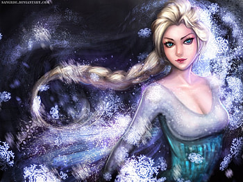 Elsa, long hair, beauty, snowflakes, magical, snow, braids, female, sexy, magic, frozen, hot, girl, beautiful, snow queen, flakes, realistic HD wallpaper