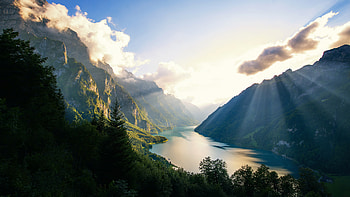 Klontalersee Lake In Switzerland, lake, nature, switzerland, world, beautiful-places, graphy, clouds HD wallpaper