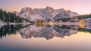 Lake Misurina Italy, lake-misurina, italy, nature, snow, mountains, mountain, lake, pond, tree, sky HD wallpaper