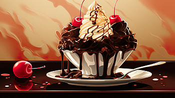 Hot Fudge Sundae Illustration, ice cream, food, sundae HD wallpaper