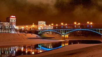Night, Belarus, Bridge, Vitebsk HD wallpaper