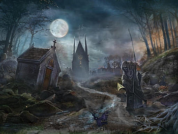 REDEMTION GRAVEYARD, yard, moon, skeleton, grave, ful HD wallpaper