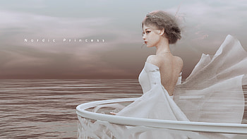 Nordic princess, blonde, yule, white, art, fantasy HD wallpaper
