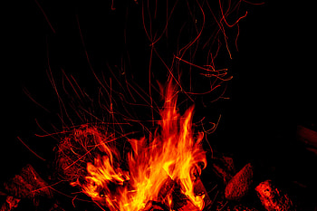 Fire, Bonfire, Dark, Flame, Sparks HD wallpaper
