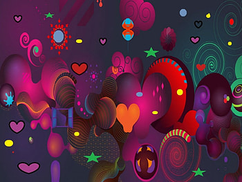 Abstract of love, colorful, abstract, loove, hearts, dark HD wallpaper