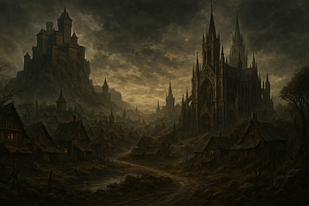 Dark Fantasy Gothic Village – Medieval Mystery Unveiled, Dark Fantasy, medieval village HD wallpaper