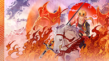 Thoma On White Horse Fire Background Genshin Impact HD wallpaper