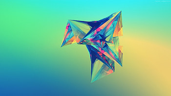 polygon, , , green, orange, blue, background, Abstract HD wallpaper