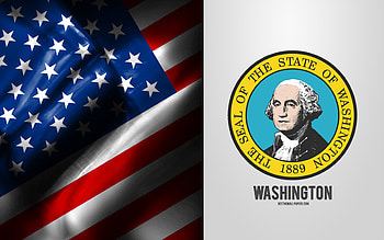 Seal of Washington, USA Flag, Washington emblem, Washington coat of arms, Washington badge, American flag, Washington, USA HD wallpaper