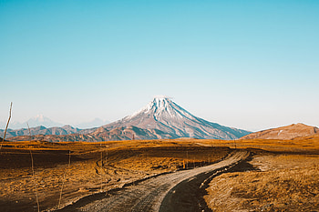 Distant mountain, road, landscape HD wallpaper