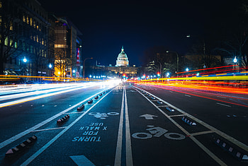 Cities, Architecture, Road, Markup, Night City, City Lights, Long-Term Exposure HD wallpaper