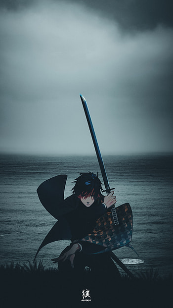 Giyu Tomioka, anime x reality, cloud, sky, demon slayer, anime aesthetic, kimetsu no yaiba, anime , anime HD phone wallpaper