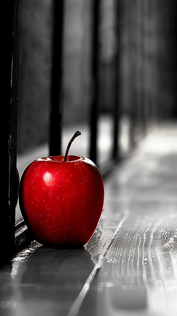 Vibrant Red Apple on Monochrome Background - , apple HD phone wallpaper