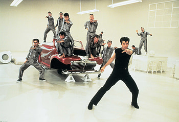 Grease, travolta, newton john, movie HD wallpaper