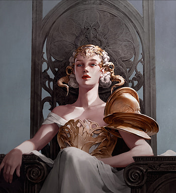 Queen sitting on throne, fantasy, art HD phone wallpaper