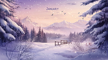 January Dawn: Snowy Mountain Landscape, january, snow, landscape HD wallpaper
