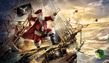 Funny, Pirats, New Year, Santa Claus, Christmas, Xmas HD wallpaper