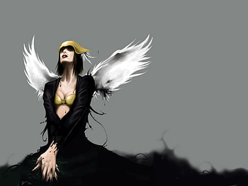 Earth Angel, wings, white, black, fantasy, angel, girl HD wallpaper