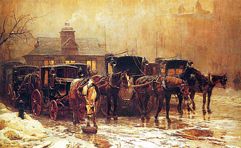 Carriage horse, horse, beautiful, painting, carriage HD wallpaper