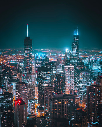 Cities, Building, Lights, View From Above, Night City, Megapolis, Megalopolis HD phone wallpaper