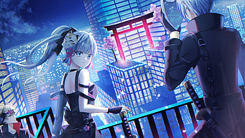Kamisato Ayaka Buildings Background Genshin Impact HD wallpaper