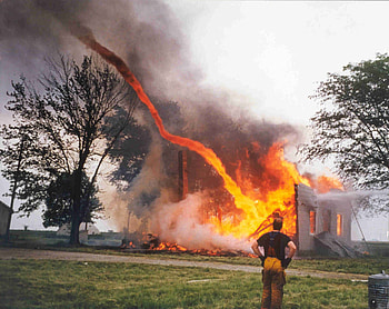 Fire Tornado, fire, house, man, tree HD wallpaper