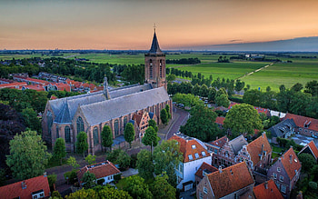 Church in Netherlands, town, fields, Holland, church, Netherlands HD wallpaper