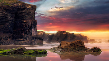 Sunset Coast, Sunset, Coast, sky, nature, cloud HD wallpaper