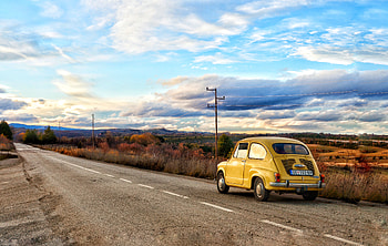 Zastava 750, sky, Yugoslavia, car, road, zastava750, fica HD wallpaper